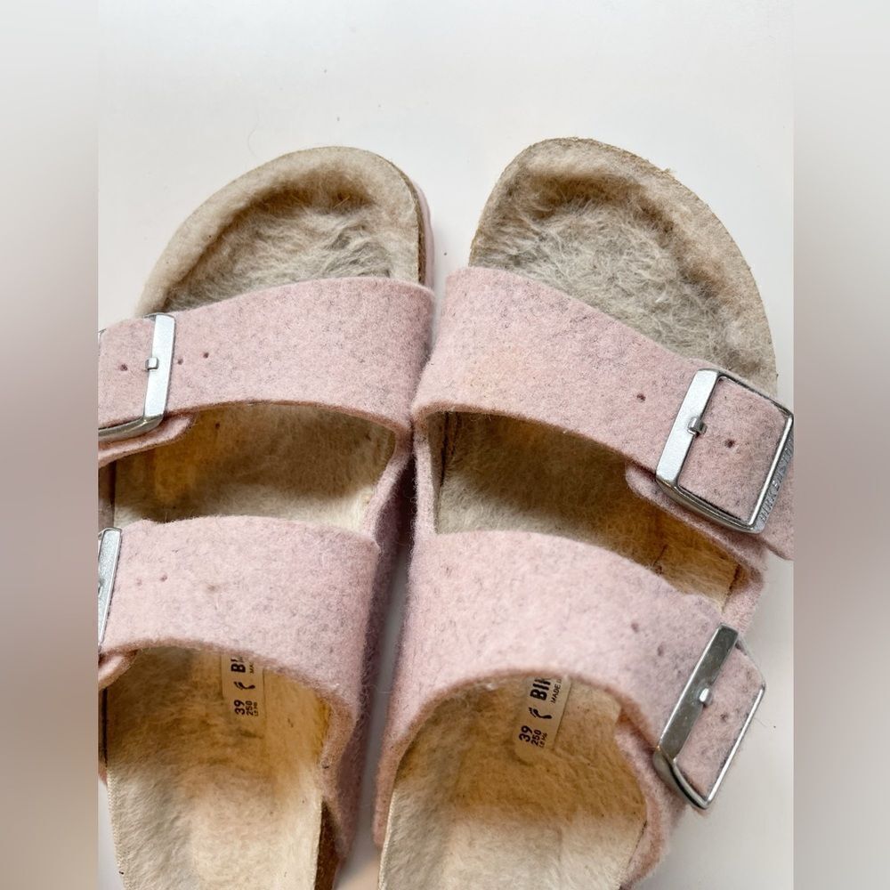 Birkenstock Arizona Rivet Wool Soft pastel Pink Sandals 8-8.5 US/ 39 EUR - Picture 6 of 17